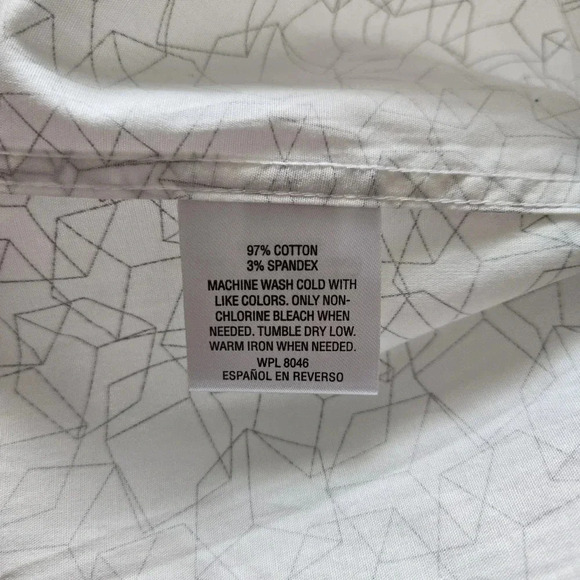 Alfani Men's Triangle Dot Button Up Dress Shirt Slim Fit White Size M  #008 - Picture 6 of 8